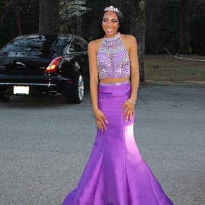 2 piece long purple dress